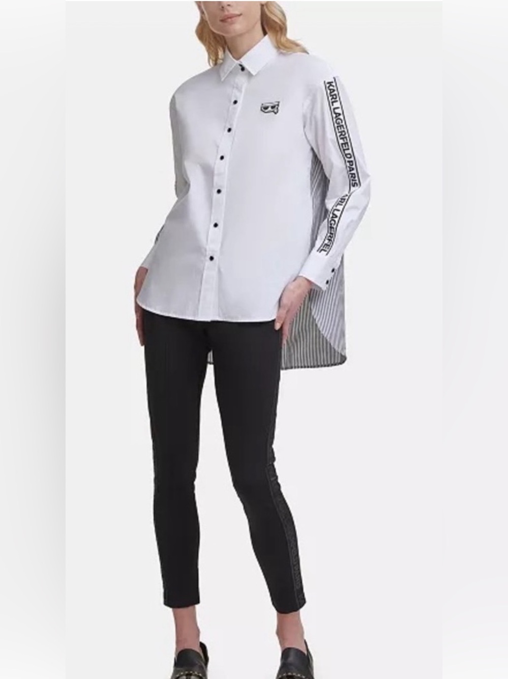 Karl Lagerfeld Paris Limited Edition, Striped Logo Taped Shirt